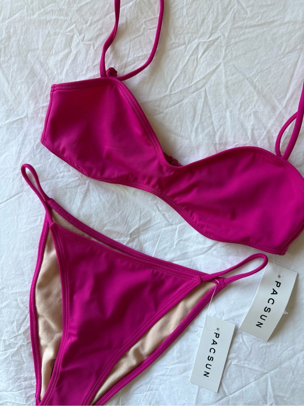 Blue Hour Pink Tiffany Bralette Bikini Top + High Cut Bikini Bottom